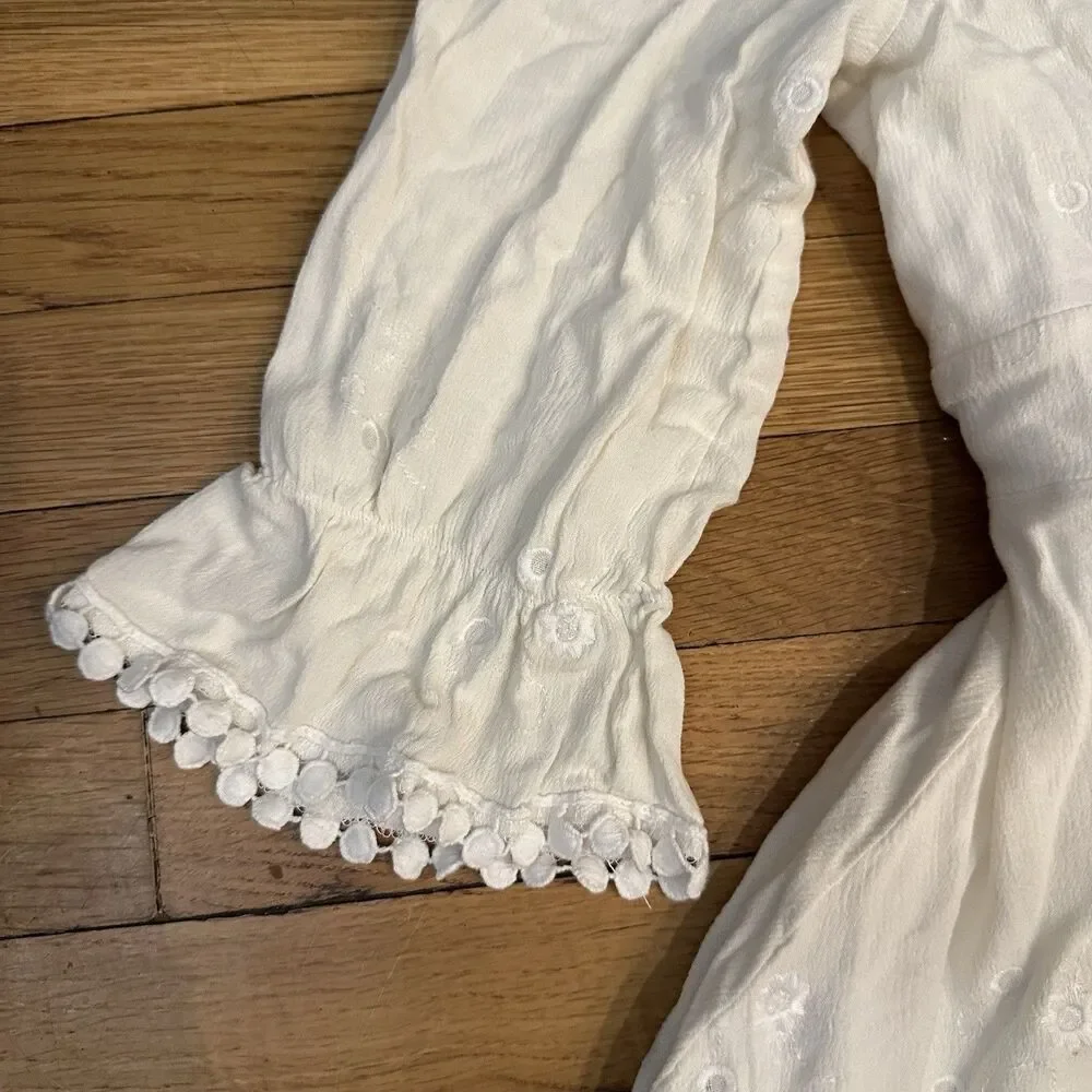 Lulus In the Meadow White Embroidered Backless Mini Dress Size Small